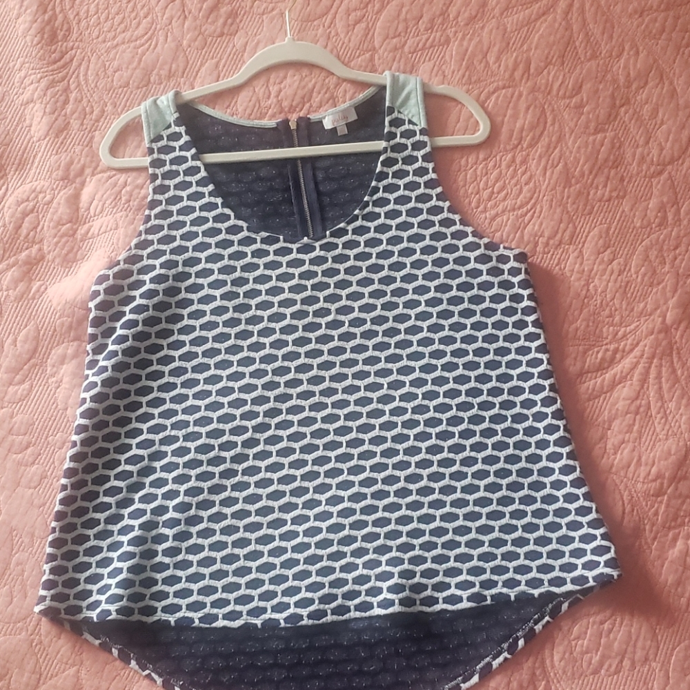 Pixley Sleeveless top, Navy/White